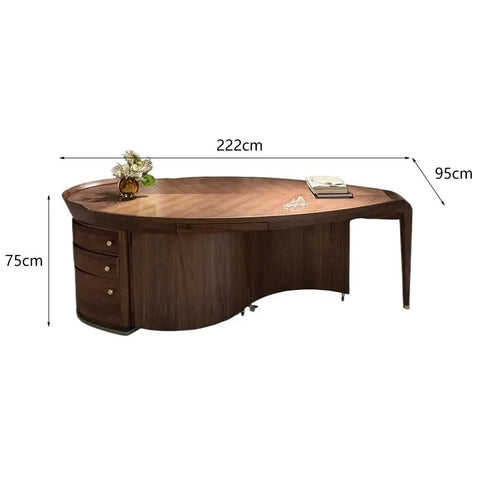 Top Shelf Black Walnut Desk With Authentic Mortise And Tenon Joints Versatile Chinese Style Home Office Workstation 222cm wide.