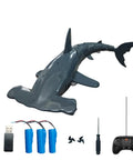 2.4G Remote Control Hammerhead Shark RC Toy with water spray, batteries, screwdriver, and remote, 6.7 inch bionic model