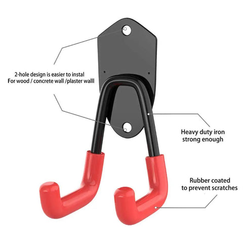 Heavy Duty 15 Pack Garage Hooks Set Wall Mount Steel Utility Hangers With Anti Slip Rubber Coated Sleeves Five Size Options
