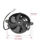 Gotta Have This Universal 4 Inch Electric Cooling Fan For Motorcycle Radiator And Oil Cooler Slaps Right On Any Dirt Bike Motocross Or ATV To Keep Her Chillin And Boost Horsepower, showing black fan with wire.