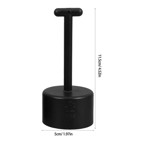 Nonslip Socket Ring Removal Tool For E14 E26 E27 G9 Lamps with T-shaped handle, black plastic, dimensions shown in inches