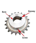 Sturdy Industrial 06B Drive Sprocket Gear Made From Premium 45# Steel With 10 To 25 Teeth Options And 32mm Max Bore For Heavy Duty Chain Drives Featuring Keyway Fitment Perfect For Rigged Machinery Repairs Now showing bore, keyway, and screw details.