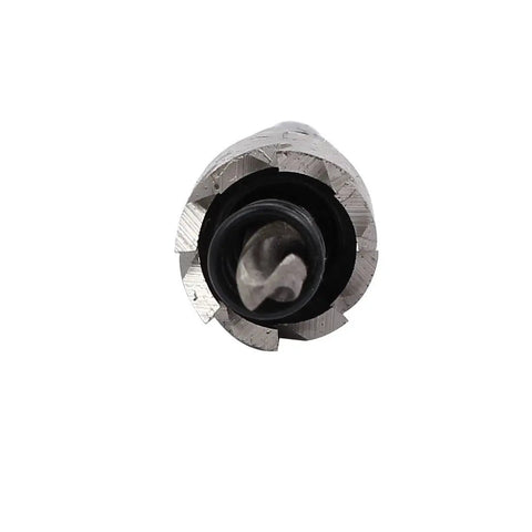 Close-up of the 15mm Hole Saw Kit With 68mm Length HSS Bits, spring loaded twist drill showing metal cutting teeth.