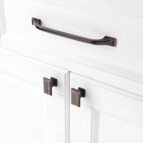 Premium Heavy Duty Oil Rubbed Bronze Cabinet Knobs Rectangular Drawer Pulls Single Hole Kitchen Bathroom Hardware Top Shelf Badass Durability 20 Pack Easy Install Smooth Operation Handle