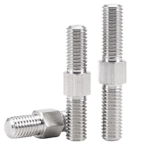 M12x60 double-ended stainless steel studs with hex nut, 304 SS, set of 2, right/left hand threads