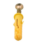 50 Pack M6x40 Self Drilling Expansion Screws Wall Anchors For Drywall Yellow Zinc Plated Carbon Steel Rust Resistant No Prep Install Heavy Duty Mounting Kit For Shelves TV Brackets, yellow wall anchor close-up