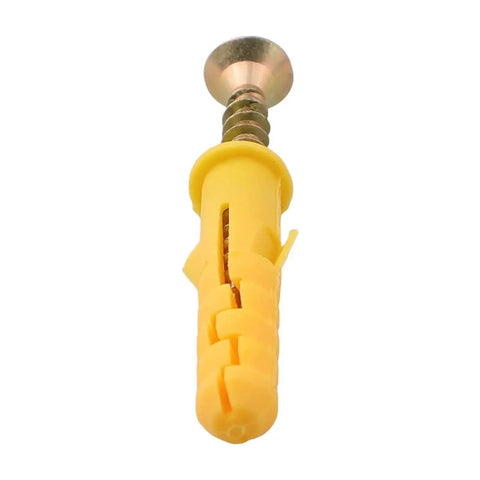 50 Pack M6x40 Self Drilling Expansion Screws Wall Anchors For Drywall Yellow Zinc Plated Carbon Steel Rust Resistant No Prep Install Heavy Duty Mounting Kit For Shelves TV Brackets, yellow wall anchor close-up