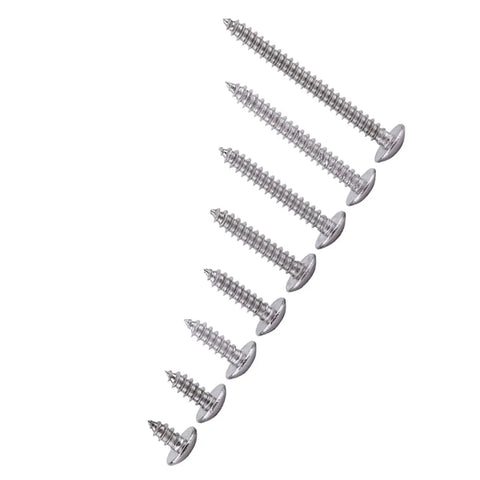 M3 Self Tapping Screws Set, 200 Pieces, 304 Stainless Steel, Truss Head screws in various lengths, 8 sizes for woodworking and repairs.