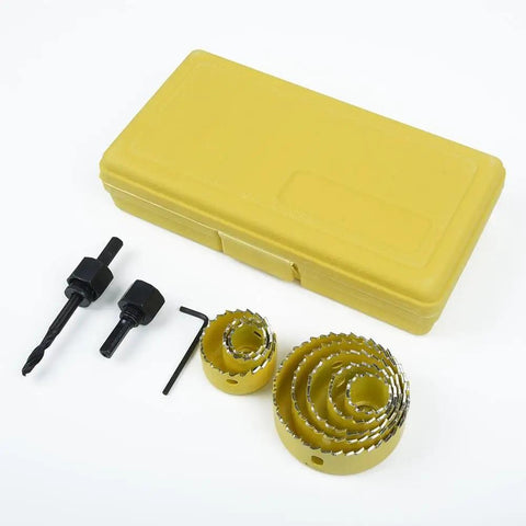 Heavy Duty 11 Piece Carbon Steel Hole Saw Set For Drilling Big Holes In Wood Metal Plastic And Sheet Alloy Fast Reliable Kit To Get The Job Done, yellow case