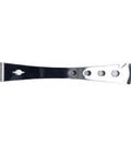 Side view of hardened 3Cr13 stainless steel pry bar tool heavy duty flat claw bar with chisel tips and 4 hex holes for woodworking.