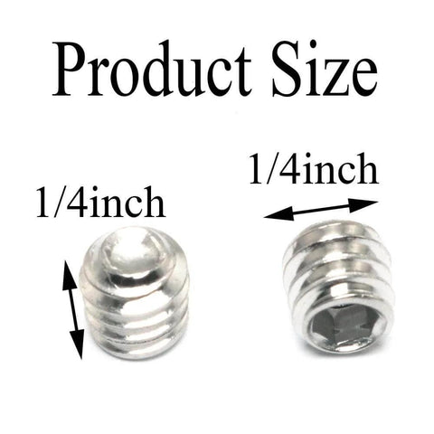 Hex Socket Set Screws 1/4-20 X 1/4 Stainless Steel 304 Cup Point Full Thread Grub Screws, product dimensions