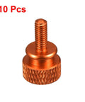 Orange M4 x 10mm Shoulder Knurled Thumb Screws Pack Of 10 For PC Case Or Computer Cabinet, Aluminum Alloy Hand Tighten, Close-up View