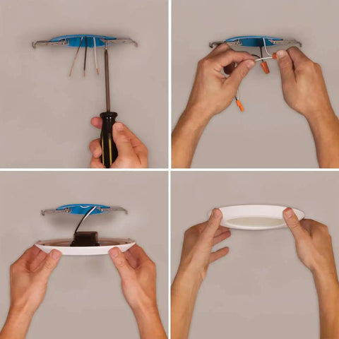 Installation steps for 4 Inch Integrated Surface Mount LED Downlight With Dimmable Brightness And Selectable CCT From 2700K To 5000K White Finish