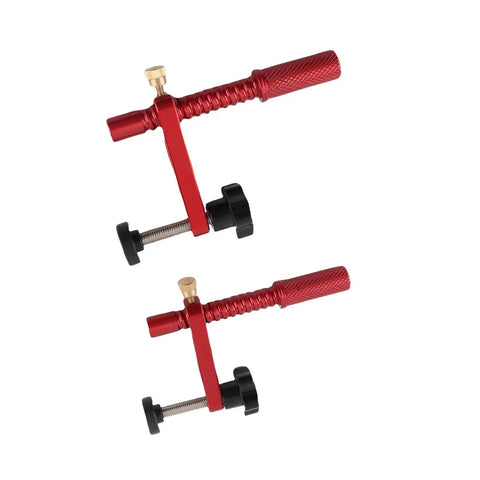 Rock Solid 20mm Aluminum Bench Dog Clamps With Soft Pads for woodworking, showing side view with textured grips, 2-pack bundle