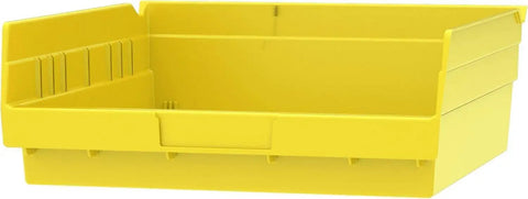 Heavy Duty Plastic Shelf Bins For Garage Closet And Drawer Organization 12-Inch By 11-Inch By 4-Inch Yellow 12-Pack Durable Storage Bin