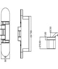 Technical drawing of 3D Adjustable Invisible Hidden Door Hinge in black finish for cabinets and furniture with measurements shown.