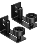 Two Piece Adjustable Floor Guide For Sliding Barn Doors With Eight Setup Options Low Profile Flush Bottom Design Carbon Steel And POM Nylon Matte Black Finish