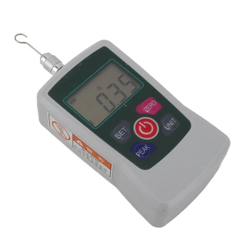 Portable Lab Grade Force Push Pull Tester Meter For Material Mechanics In Aluminum Alloy 50N Mini Multi Functional With Built In Sensor For Precise Quick Lab Tests, gray digital display