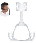 Replacement Frame Kit For Nasal CPAP Mask With Wider Frame, Reusable Headgear Guard, Rugged Plastic Build For FX Style Nasal Masks, No Fuss Install And Long Lasting Frame System Accessory For Daily Use on clear frame and man wearing mask