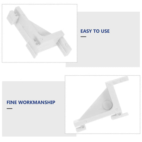 8 Pack Plastic Refrigerator Shelf Clips for Freezer and Fridge, easy install sturdy white brackets shown with details