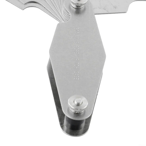 Close-up of ACME Screw Pitch Gauge 30 Degree Tool with 14 Blades in stainless steel for precision machining and CNC inspection.