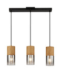 Adjustable Pendant Lamp With Frosted Gold Glass Shade Three E26 Bulbs Farmhouse Chandelier hanging over a kitchen island.