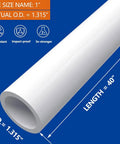 1 Inch PVC Pipe Furniture Grade Schedule 40 White 40 Inch Length 10 Pack for DIY Home Garden Greenhouse Farm and Workshop Projects UV Resistant