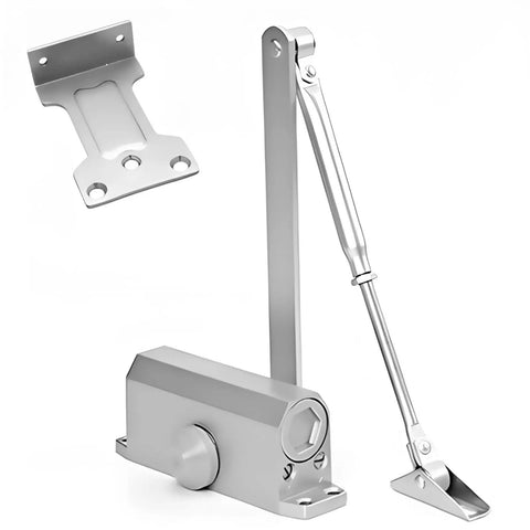 Quiet Aluminum Hydraulic Door Closer For 36 Inch Fire Doors with Noise Reducing Storm Door Closer and Reversible Mounting Plate