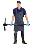 Gardener holding a Forged Adze Pick And Mattock With 36 Inch Fiberglass Handle, Dual Purpose Garden Pick for weeding and loosening soil