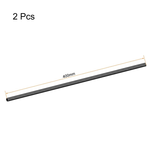 Carbon Fiber Round Tube 6mm OD by 4mm ID 400mm Length With 3K Glossy Wrap, two-piece set shown with measurement.
