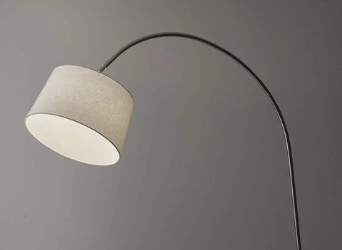 Tall Matte Black Arc Lamp With Burlap Shade Adjustable Shade Foot Step On Off Switch Nearly 7 Feet Tall Dope Loft Vibe