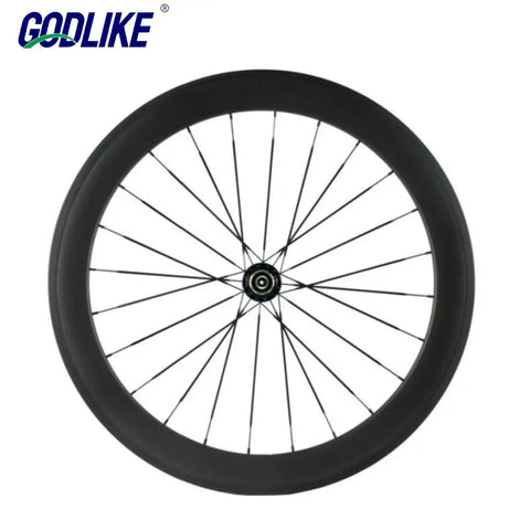 Carbon Road Wheelset 700C Aero 60mm Deep 23mm Wide Clincher For Racing, Basalt Brake Surface, 3K Matte Finish Front View