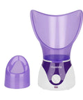 At Home Spa Facial Steamer for Deep Hydration and Open Pores in purple, including nose steamer and main unit with controls.