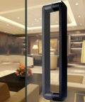Push Pull Glass Door Handle For Bathrooms And Barn Doors Slick Matte Black Finish Heavy Duty Pipe Design Rust Resistant