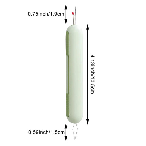 Side view of 3 Pack 2 In 1 Needle Threader And Seam Ripper Set For Sewing Threading And Seam Removal Must Have Handy Tool, 4.13 inches long