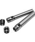Heavy Duty ER Extension Rod For CNC Milling With Powerful Clamping Force And Precision Runout Control Perfect For C25 Collet Chucks In 100L To 150L Sizes showing two alloy steel rods and connection pieces.