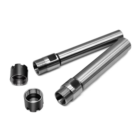 Heavy Duty ER Extension Rod For CNC Milling With Powerful Clamping Force And Precision Runout Control Perfect For C25 Collet Chucks In 100L To 150L Sizes showing two alloy steel rods and connection pieces.
