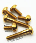 6 Pack M8x15mm Titanium Hex Socket Cap Screws For Motorcycle Disc Brake Mod with gold finish shown, highlighting size and details.