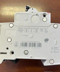 One Piece Heavy Duty Two Pole Miniature Circuit Breaker 20 Amps back view, showing specifications and safety features.