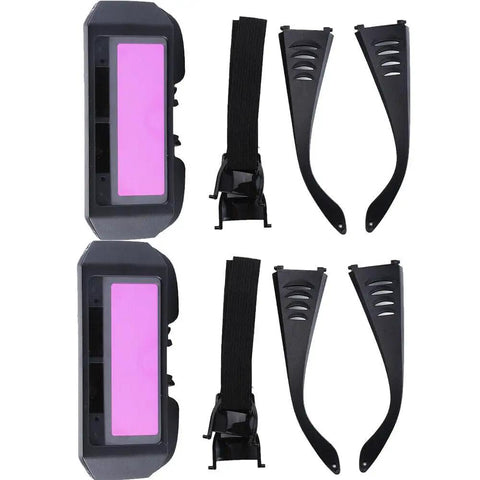 Knockout Proof 2 Pack Solar Auto Darkening Welding Goggles With Crystal Clear Lenses And Cushioned Headgear, purple lens and adjustable straps.