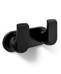 Matte Black Avid Double Robe Hook for towel and robe storage, premium metal bath hardware with easy install, corrosion resistant finish.