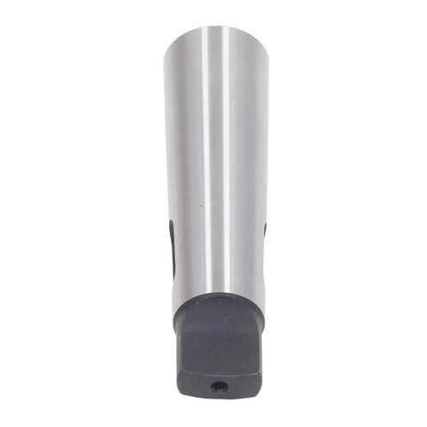 Side view of steel MT1 to MT3 Morse taper adapter sleeve for CNC lathes, cylindrical with black end