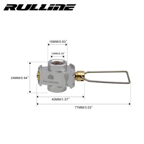 Backpacking Fuel Transfer Device Gas Canister Refill Adapter featuring aluminum copper construction with vent valve