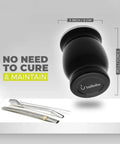 Level Up Your Daily Sip Routine With This Sleek Double Wall Stainless Steel Yerba Mate Cup Set Featuring Two Reliable Bombillas And A Hassle Free Cleaning Brush, showcasing a compact black yerba mate cup with stainless steel straws.
