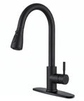VFAUOSIT Kitchen Faucet with Pull Down Sprayer, Matte Black High Arc, featuring a sleek design and 360° swivel nozzle.