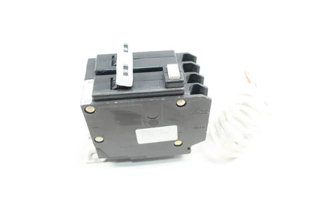 QBGFT2050 Two Pole 50 Amp Miniature Circuit Breaker 120/240V AC for home panels with screw terminal wiring visible