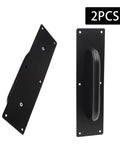Large Slick Black Stainless Steel Heavy Duty Barn Door Pulls 2 Pack Pull Push Plate Handles For Wooden Or Composite Doors With Mounting Screws 11.81 Inches By 3.15 Inches, 2PCS