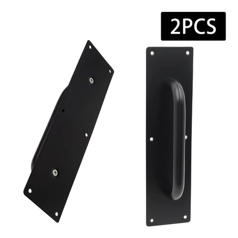 Large Slick Black Stainless Steel Heavy Duty Barn Door Pulls 2 Pack Pull Push Plate Handles For Wooden Or Composite Doors With Mounting Screws 11.81 Inches By 3.15 Inches, 2PCS