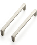 25 Pack Solid 5 Inch Square Kitchen Cabinet Handles in Brushed Nickel Pulls for Cabinets and Drawers, Durable Cabinet Hardware