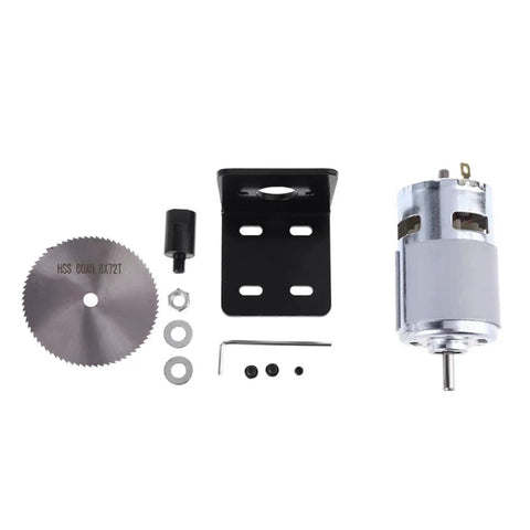 DC 12V Table Saw Motor Kit With Mounting Bracket And Saw Blade For Woodworking DIY Projects, Ultra Durable With Five Copper Windings And Cooling Fan For Quick Assembly And Clean Precise Cuts.